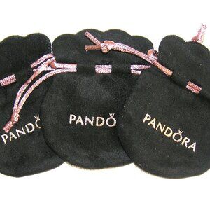 Authentic Pandora Anti-Tarnish Bead Gift Pouches, Lot Of Three, 3" X 2.5", NEW